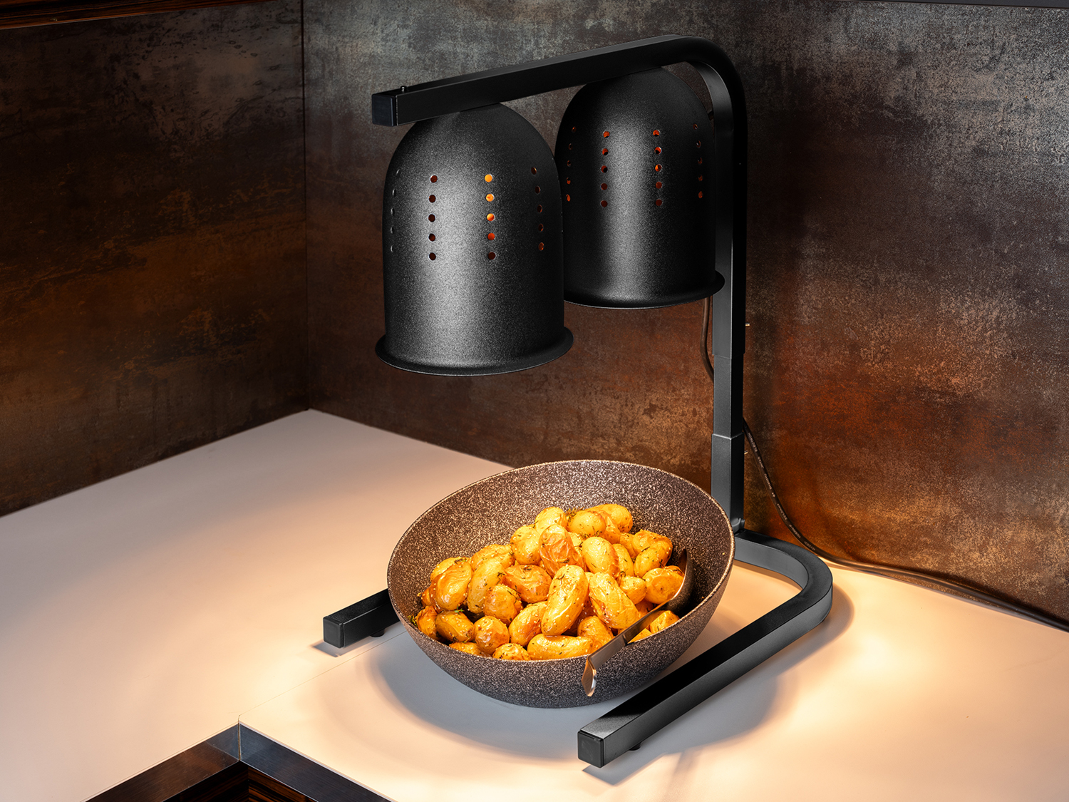 Wärmebrücke, Aluminium, 2 x 250 Watt/ 230 Volt, 50 x 35 cm, H: 58 - 77,5 cm, Farbe: schwarz