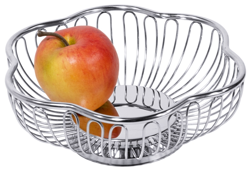 Brot-, Obstkorb, Blütenform, Edelstahl, D: 18 cm, H: 6 cm