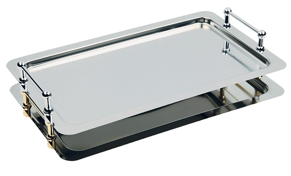 GN 1/1 SystemTablett 53 x 32,5 cm, Nutzhöhe 4 cm 18/10 Edelstahl, verchromte Griffe