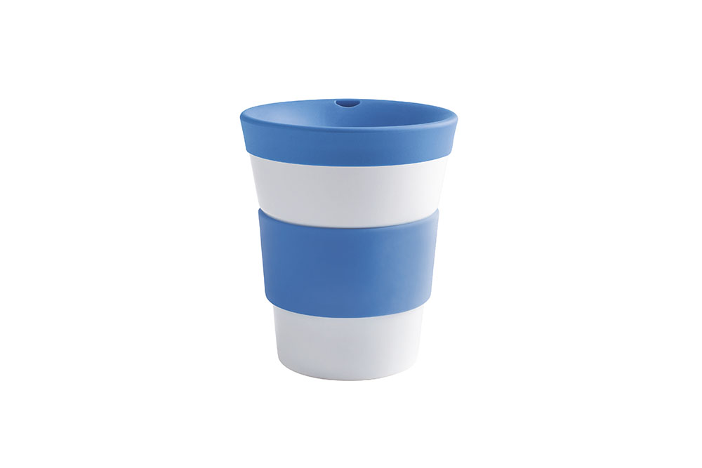 Kahla, Cupit - Becher mit Trinkdeckel 0,35 ltr., Banderole glatt: sky blue