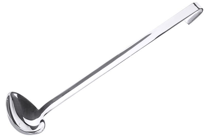 Gießlöffel, quer, für Linkshänder, Edelstahl, I: 0,075 ltr., 7 x 10 cm, Stiellänge: 37 cm