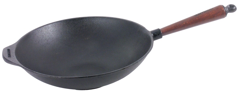 Gusseisen- Wok, D: 29 cm, H: 8,5 cm