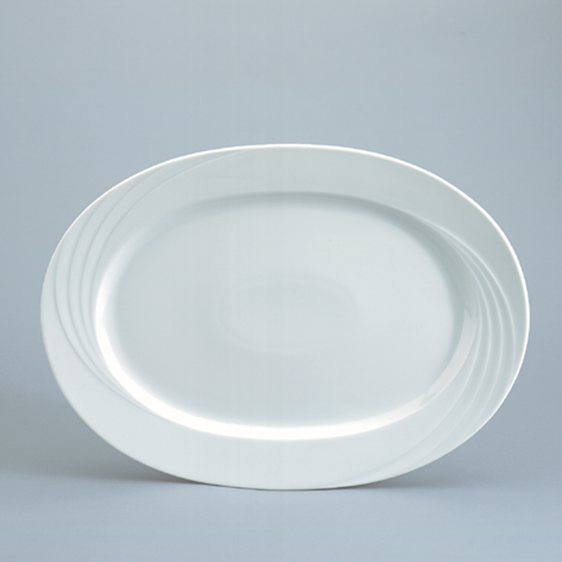 Bauscher, Donna - Platte m. Fahne, weiss, uni, 33 cm