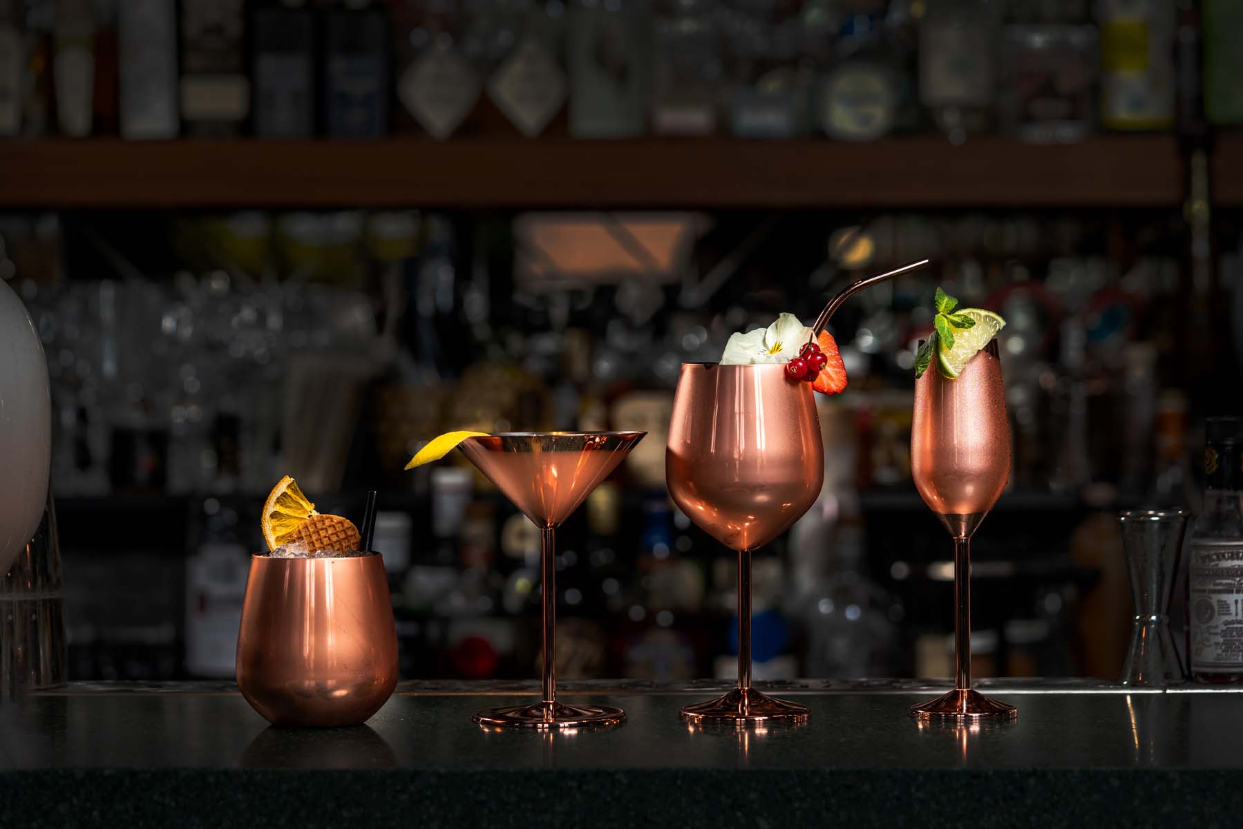 Weinglas Set, 2-tlg., Edelstahl, kupferfarben, 24,5 x 11 x 25 cm