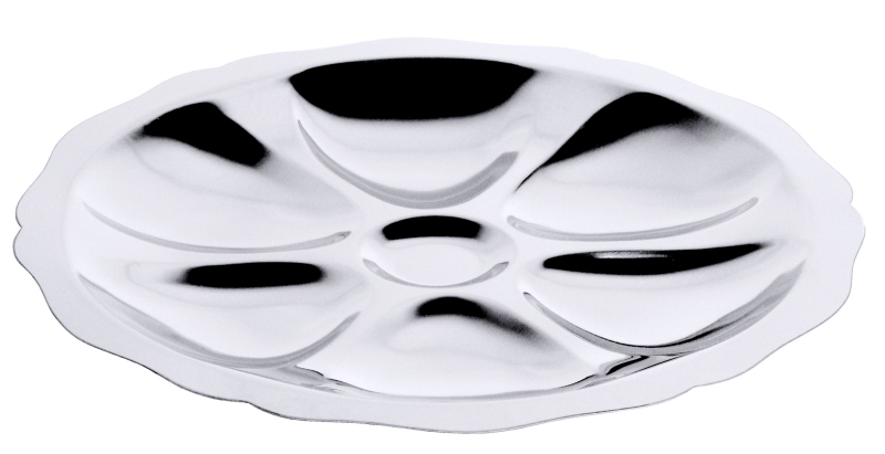 Austernplatte, für 6 Austern, Edelstahl, D: 24 cm, H: 2 cm