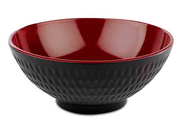 Schale ASIA PLUS D: 16 cm, H: 7 cm, 0,6 ltr., Melamin, außen: schwarz, matt, innen: rot