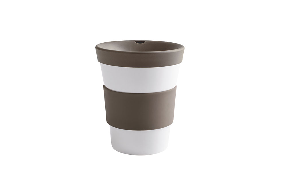 Kahla, Cupit - Becher mit Trinkdeckel 0,35 ltr., Banderole glatt: warm grey