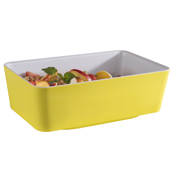 GN 1/4 Schale HAPPY BUFFET, 26,5 x 16,2 cm, H: 9 cm, Melamin, innen weiß, außen gelb