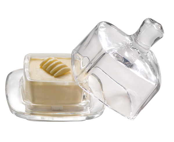 Butterservierer 9 x 9 cm, H: 9 cm, Glas