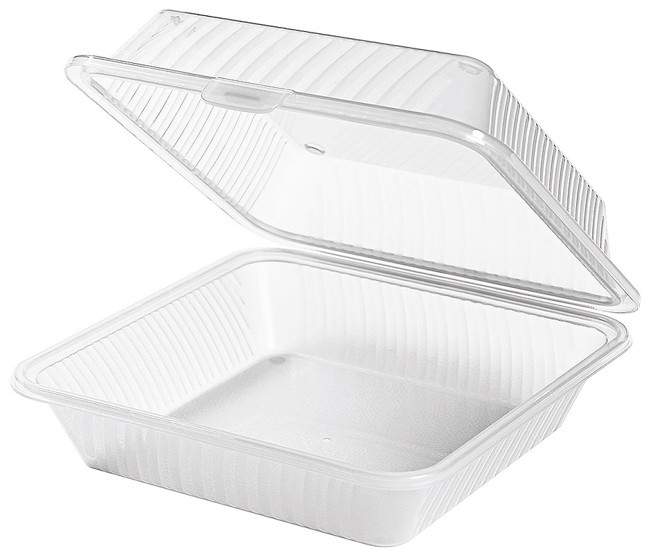 Eco-Takeout : Mehrweg- Behälter, hoher Deckel, für 1 Gericht, weiss, 23 x 23,5 x 9,5 cm
