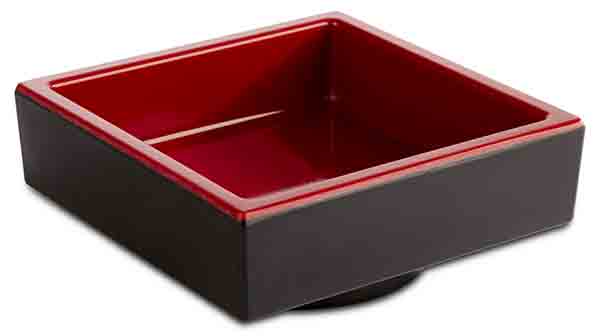 Bento Box ASIA PLUS 7,5 x 7,5 cm, H: 3 cm, 0,05 ltr., Melamin, außen: schwarz, matt, innen: rot