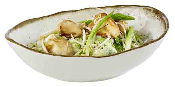 Schale STONE ART 28,5 x 21 cm, H: 7,5 cm, 1,2 ltr., oval, Melamin, Rand: braun, weiss