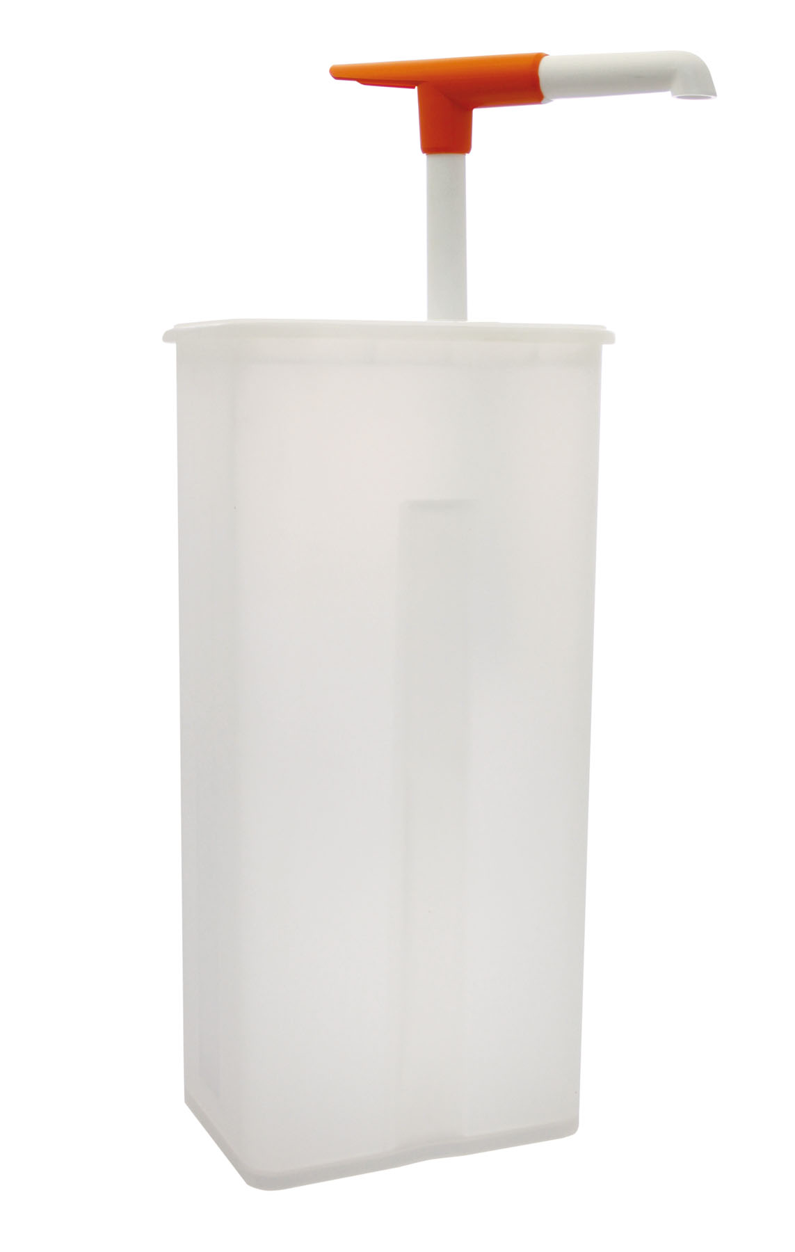 Druckknopf- Dosierspender mit Deckel, inkl. Pumpe, Inh. 5 ltr., 105 x 140 x 345 mm