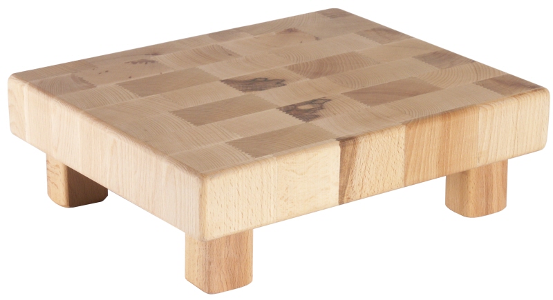 Holzblock GN 1/2, 4 Holzfüße, Buchen-Stirnholz, 32,5 x 26,5 x 10 cm