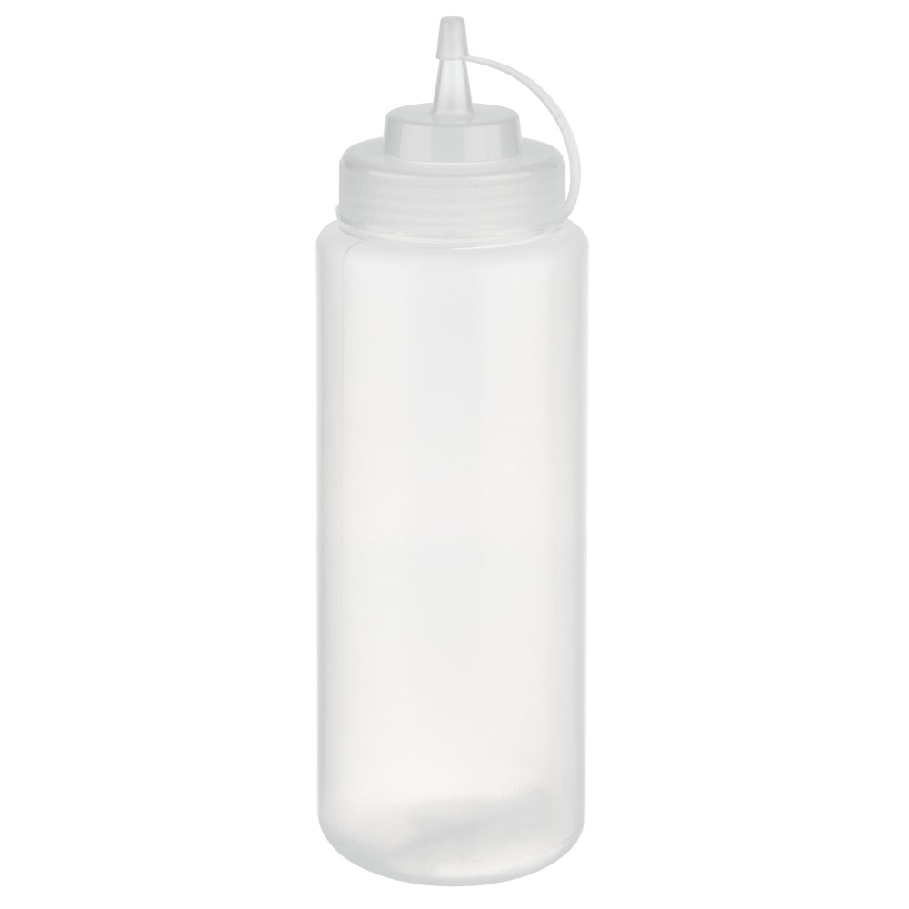 Quetschflasche, mit Schraubdeckel,  D: 8 cm, H: 26,5 cm, 1.025 ml, Polyethylen, Fb. transparent