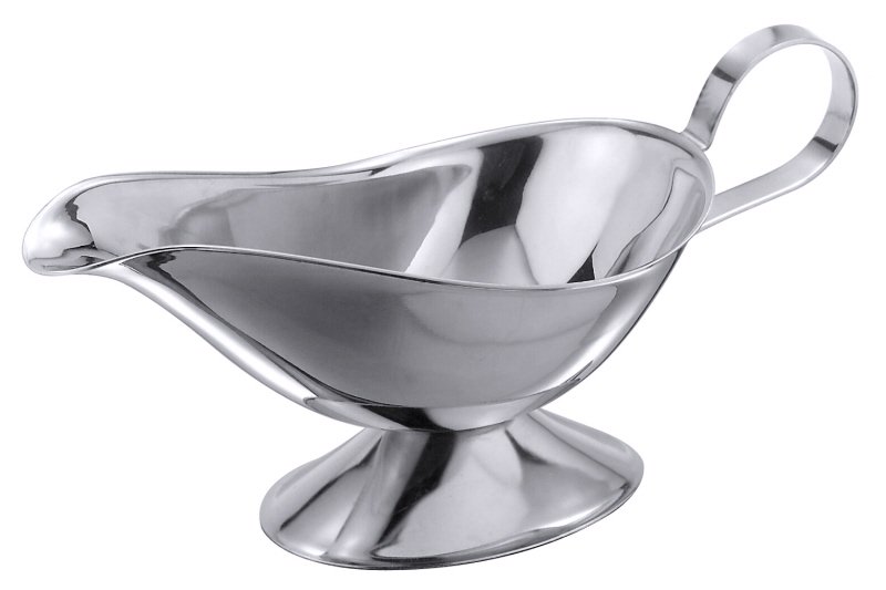 Sauciere mit Fuß, Edelstahl, I: 0,25 ltr., H: 10 cm, L: 22 cm