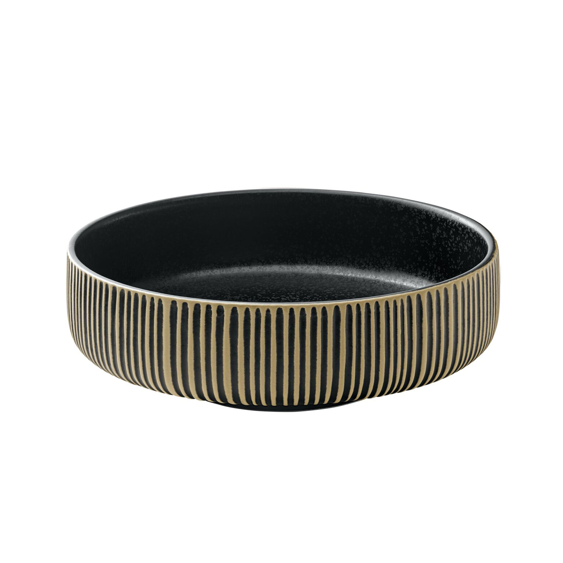 Playground, Steinzeug - NARA Schwarz/ Weiss : Schüssel rund , Relief, 21 cm/ 1,46 ltr.