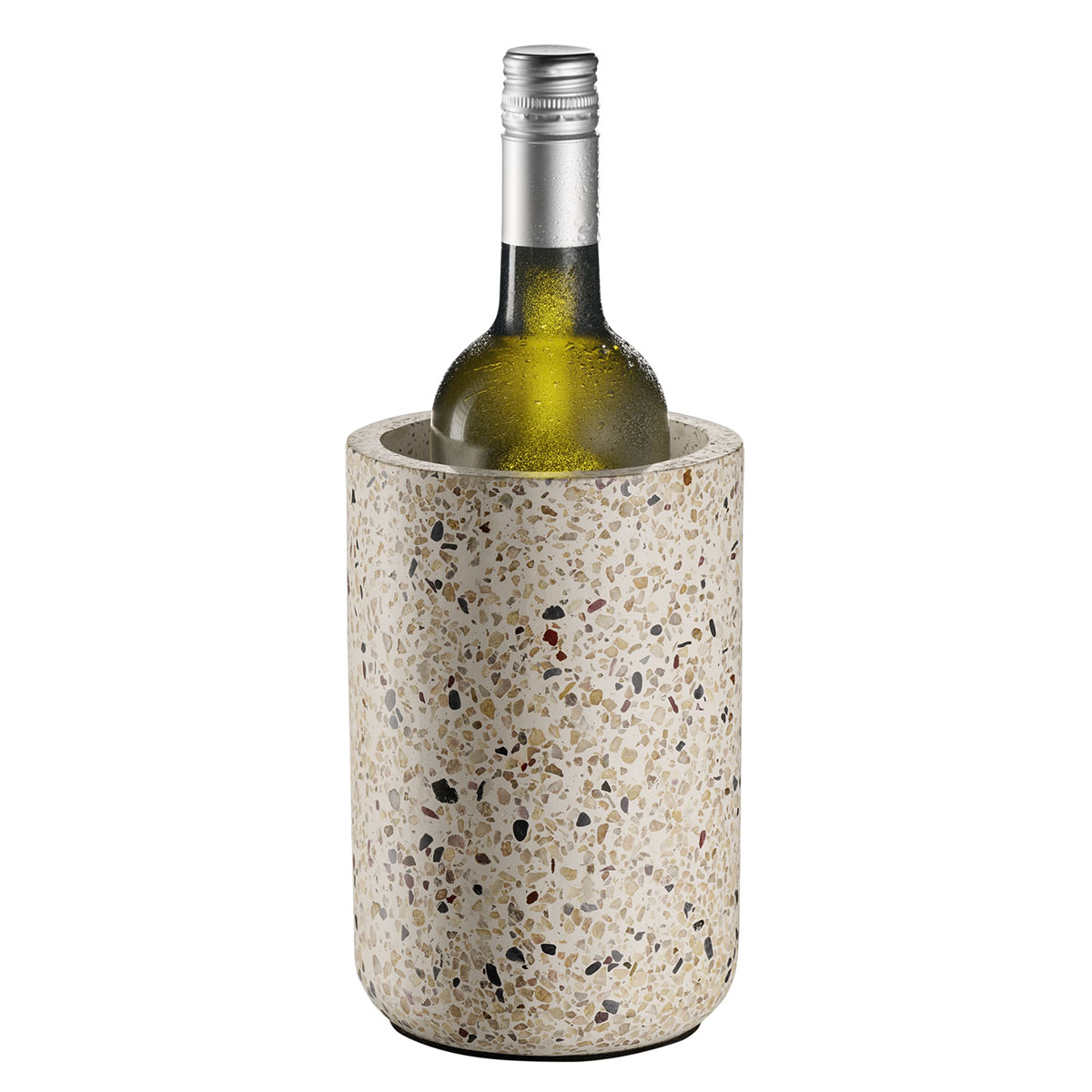 Flaschenkuehler TERRAZZO, Beton, Terrazzooptik, innen D: 10 cm, aussen D: 12,5 cm, H: 19 cm
