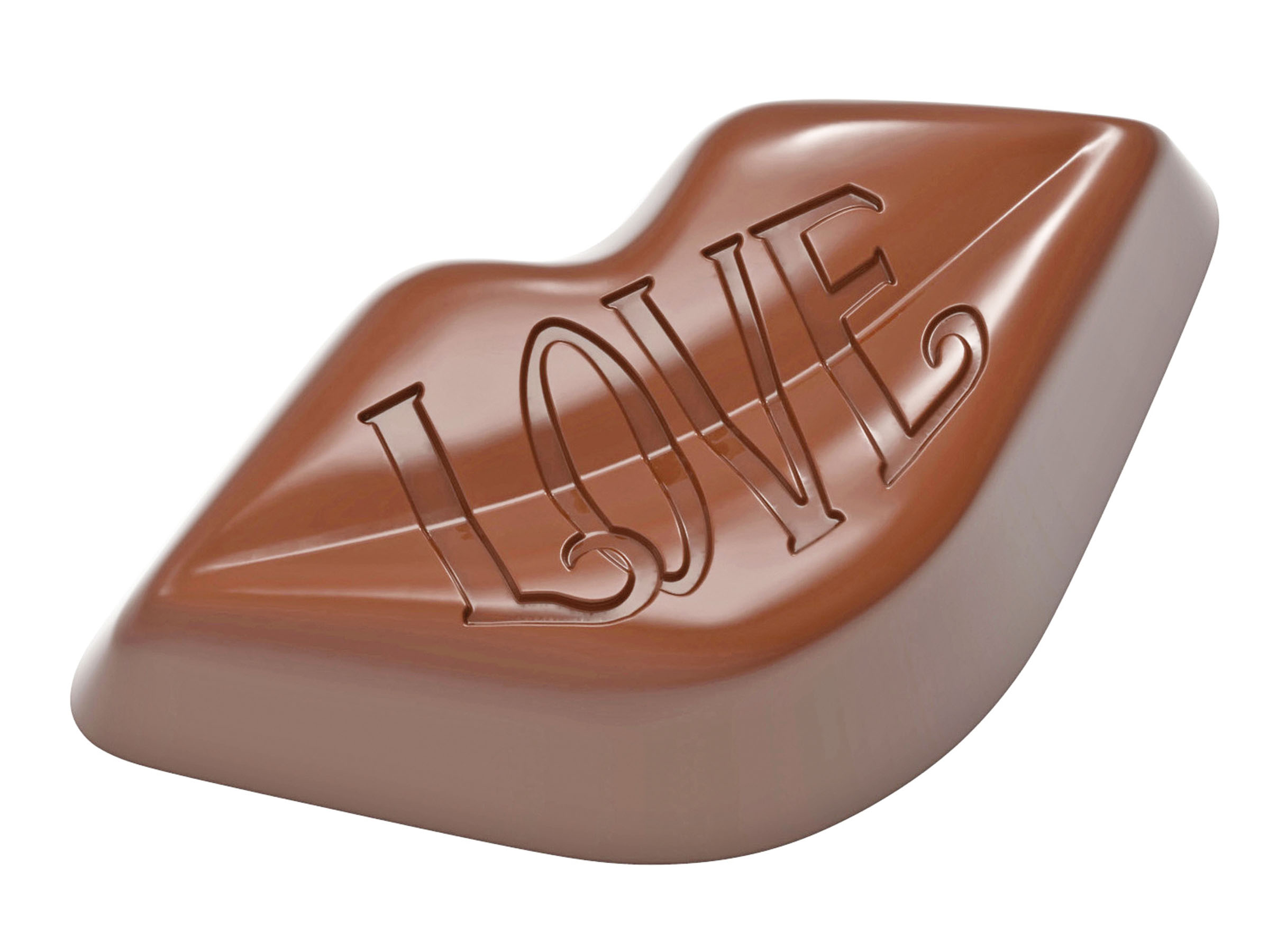 Schokoladen- Form Kussmund Love, 275 x 135 mm, 3 x 7 Stück 43 x 23 x 13 mm