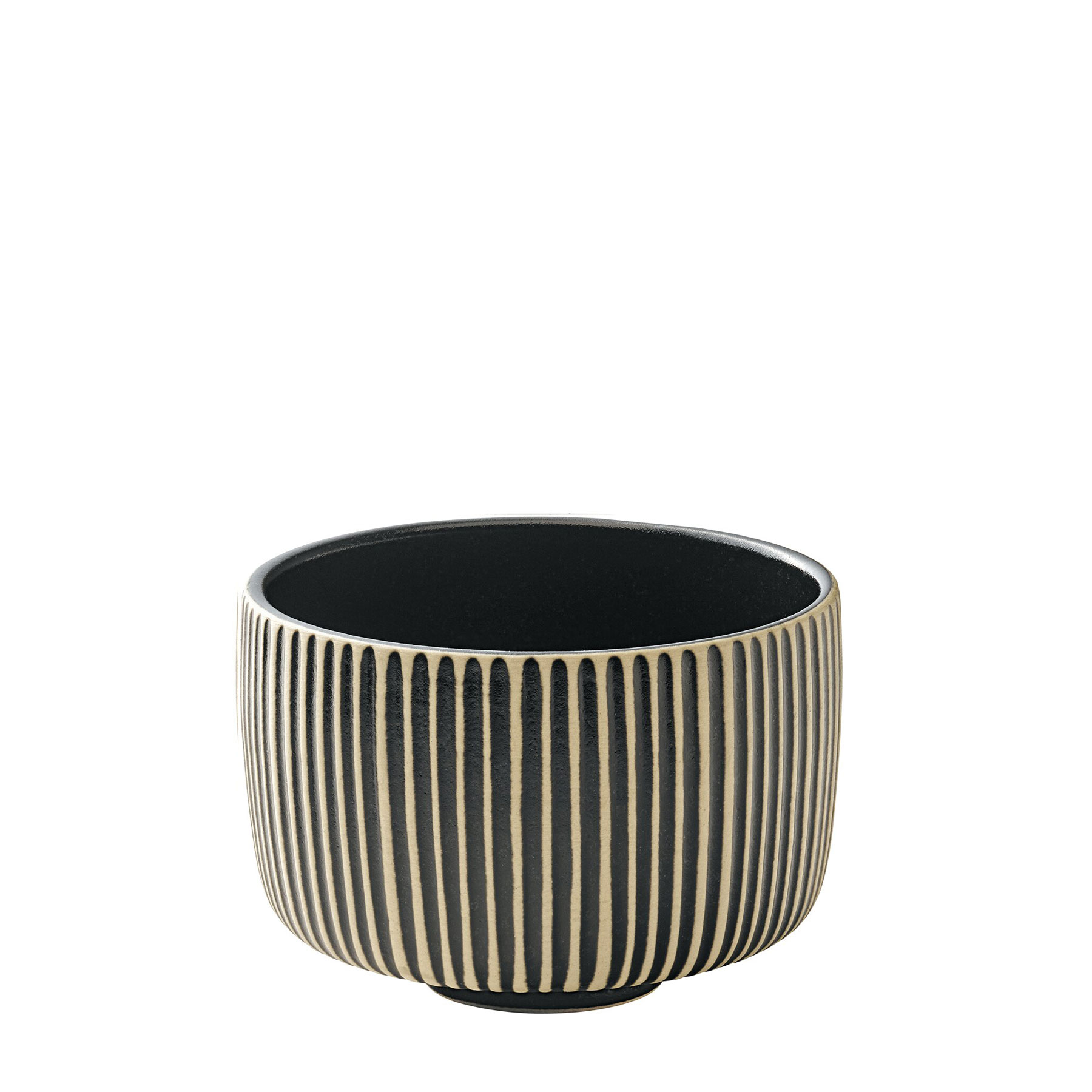 Playground, Steinzeug - NARA Schwarz/ Weiss : Becher nieder , Relief, 0,3 ltr.