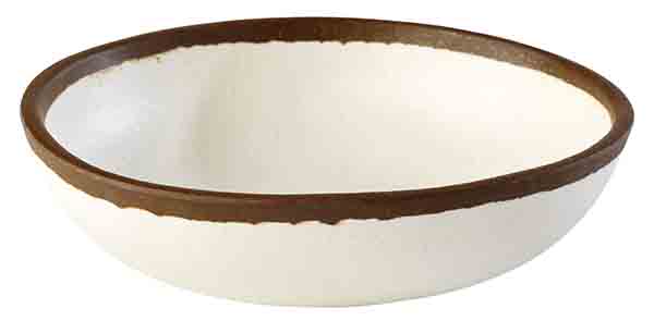 Schale CROCKER D: 16,5 cm, H: 4 cm, 0,5 ltr., Melamin, creme, Tonoptik, brauner Rand