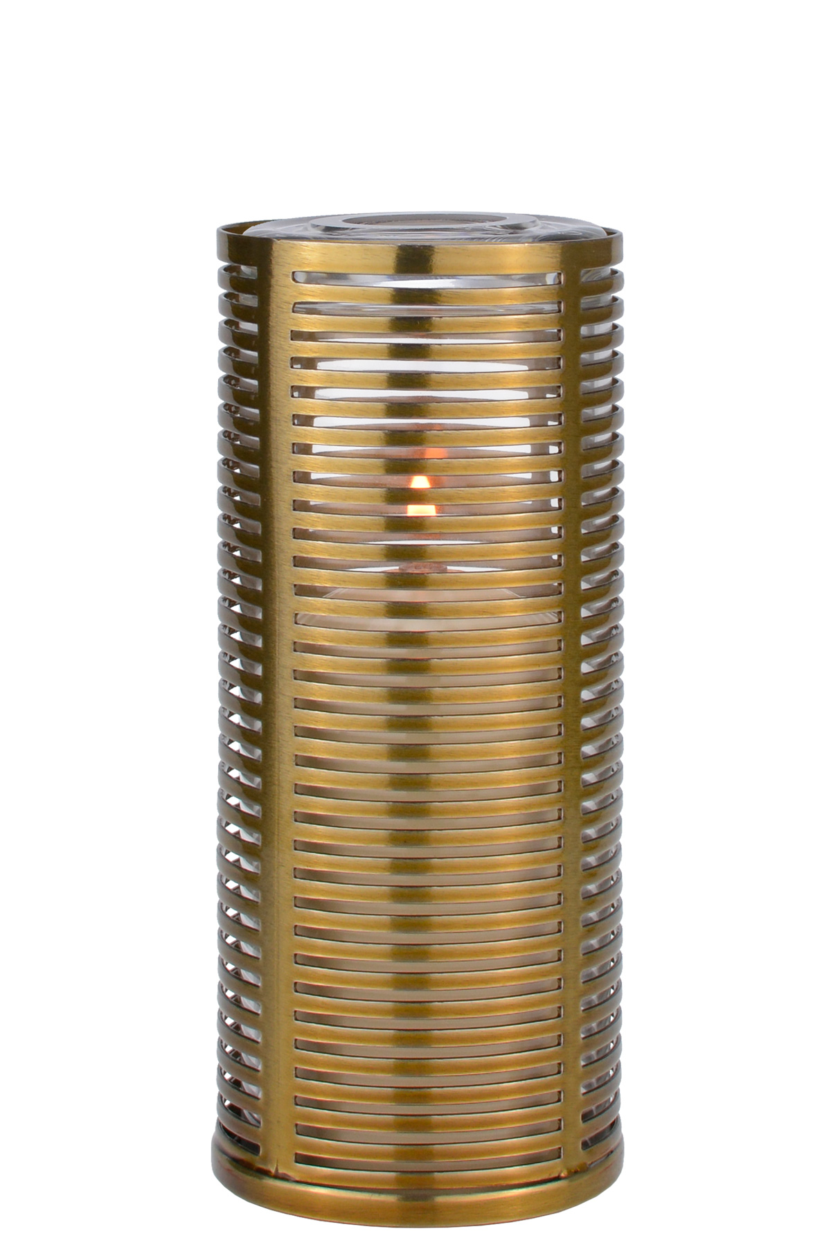 Tischlampe Ubi 60A, Lampenkörper: messing gebürstet rund, Glaszylinder: matt, Höhe: 15 cm