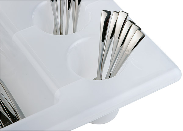 GN 1/1 Besteckkasten 53 x 32,5 cm, H: 10 cm, Polypropylen, weiss