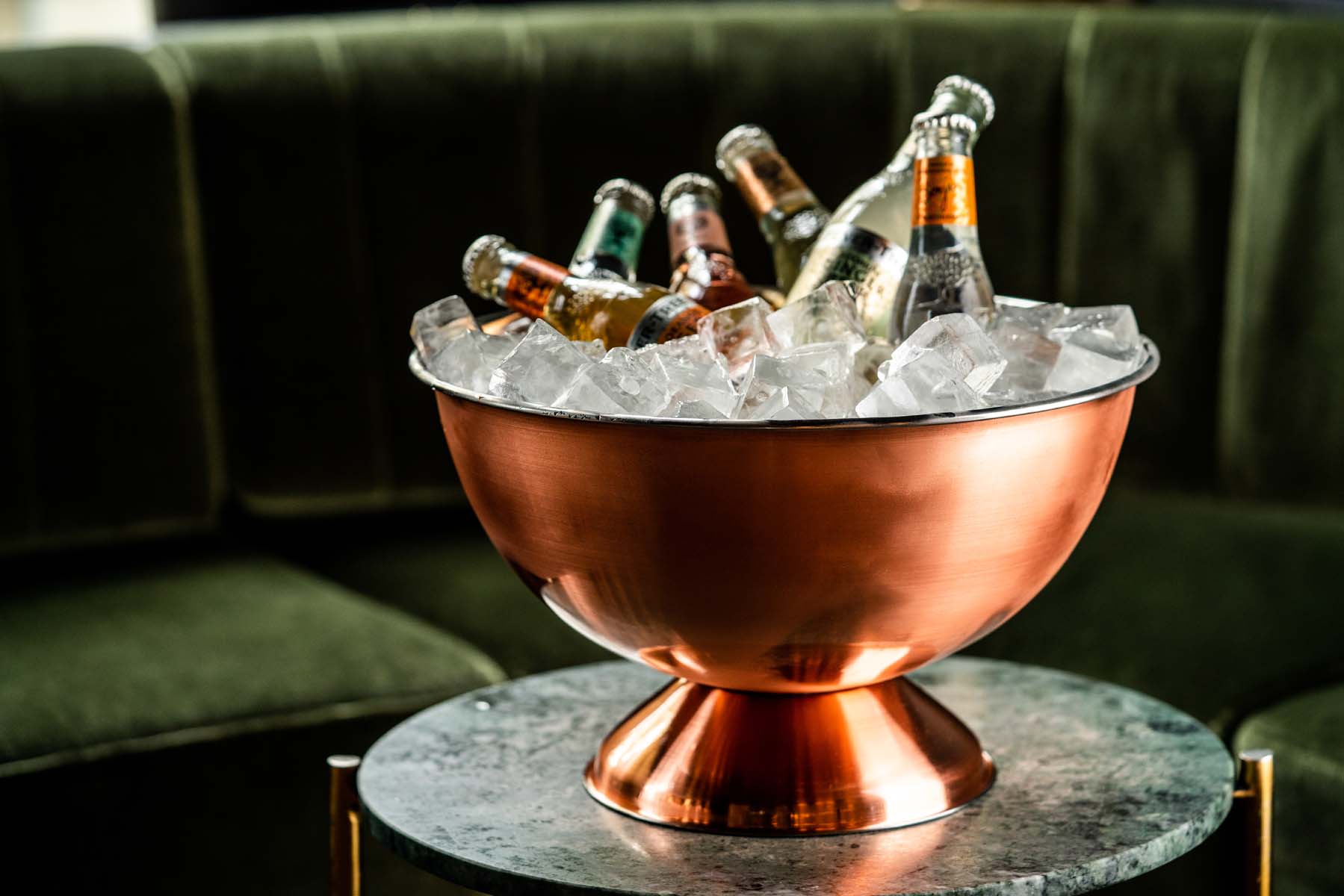 Champagner Kühler, Edelstahl, kupferfarben, 23 x 34 x 34 cm