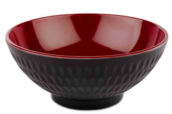 Schale ASIA PLUS D: 13 cm, H: 5,5 cm, 0,35 ltr.Melamin, außen: schwarz, matt, innen: rot