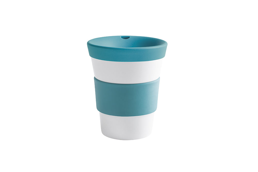 Kahla, Cupit - Becher mit Trinkdeckel 0,35 ltr., Banderole glatt: ocean green