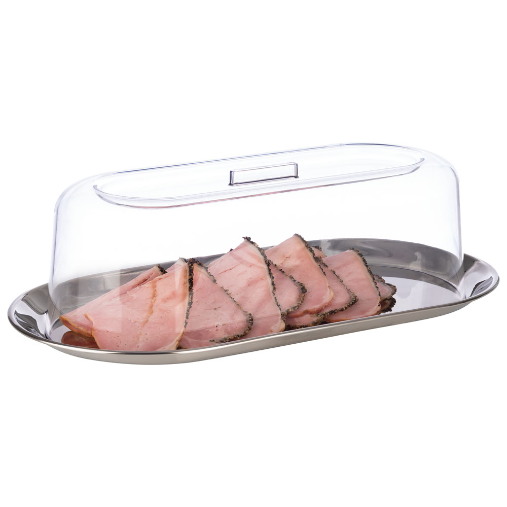 Tablett mit Haube, Edelstahl/ SAN, 30 x 15,5 cm, H: 10,5 cm