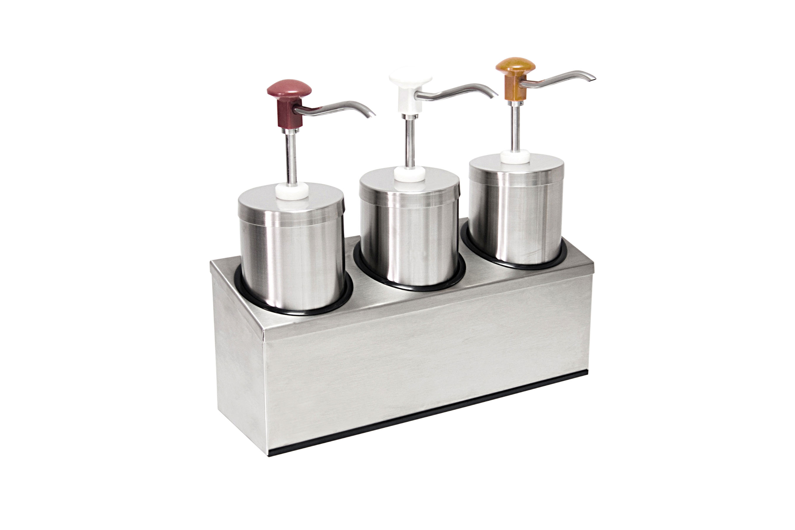 Dosierspender rund, 3-fach weiss/ rot/ gelb, Inh. 3 x 2,25 ltr., 442 x 147 x 378 mm