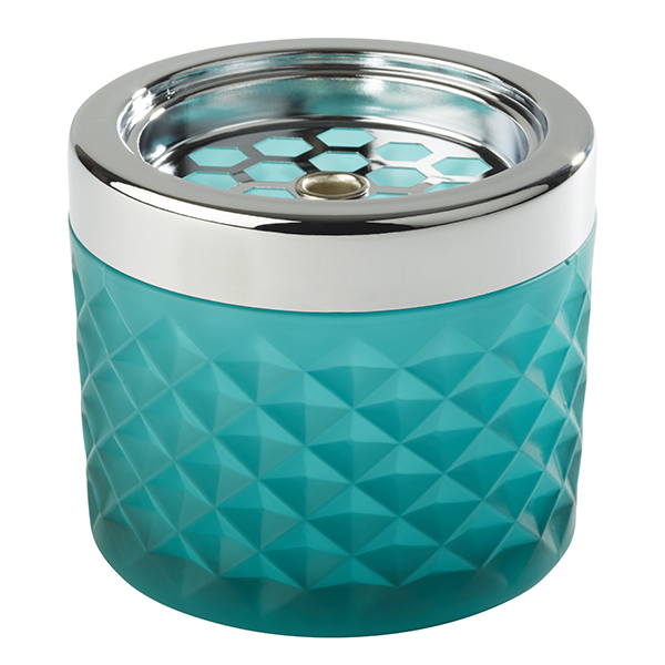 Windascher, D: 9,5 cm, H: 8 cm Glas, türkis, gefrosted mit Bajonettverschluss