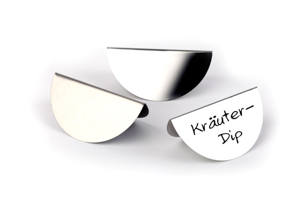 Buffetschilder 3er Set, 13 x 7 cm, Edelstahl