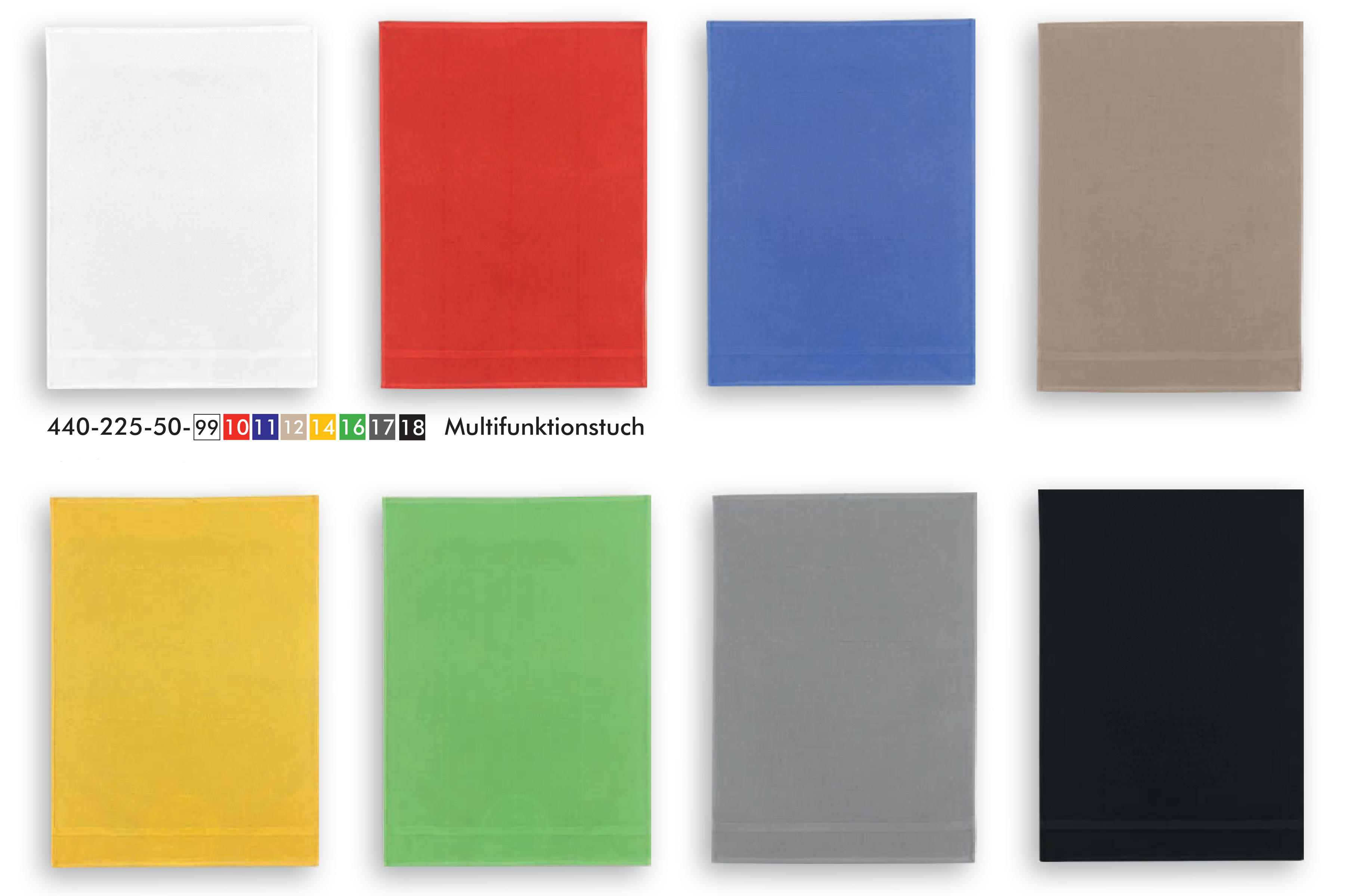 Multifunktionstuch - Baumwolle Uni m. Double-Face Optik 50 x 70 cm