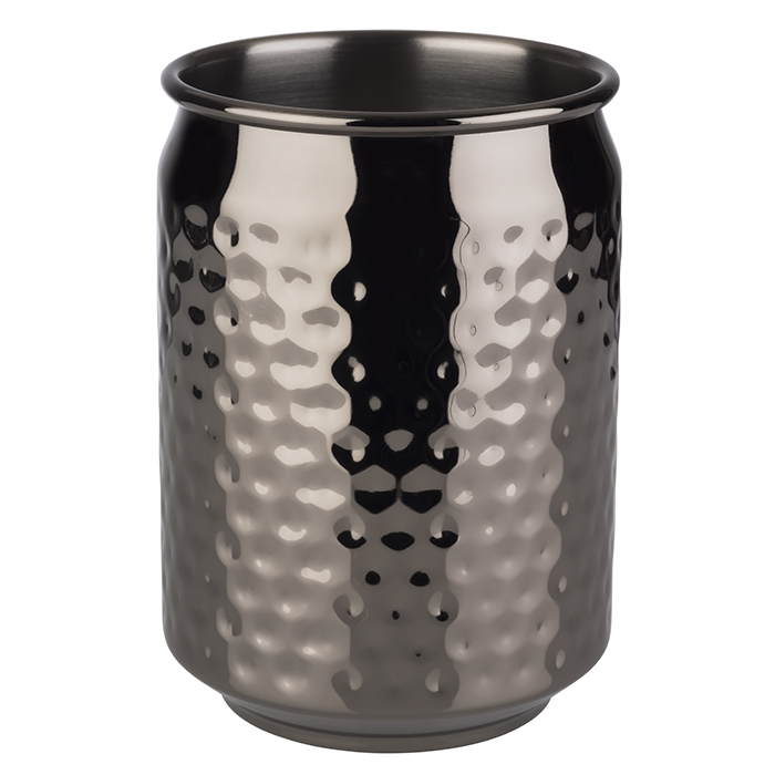 Becher COOL, D: 7,5 cm, H: 10,5 cm, 18/8 Edelstahl, Gunmetal-Look, gehämmerte Oberfläche