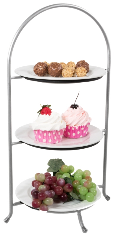 Telleretagere, 3-stufig, verchromt, D: 18 - 23 cm, B: 27,5 cm, H: 47 cm