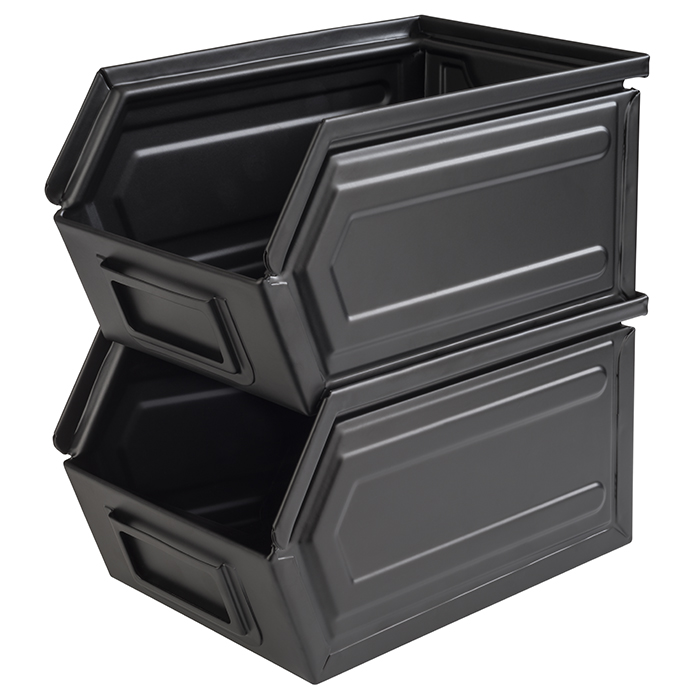 Snackbox INDUSTRIAL, 23x 15,5 cm, H: 13 cm, Metall, schwarz, mit Beschriftungsfach