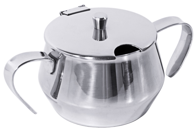 Zuckerdose mit Scharnierdeckel, seitliche Griffe, Edelstahl, I: 0,3 ltr., H: 8 cm