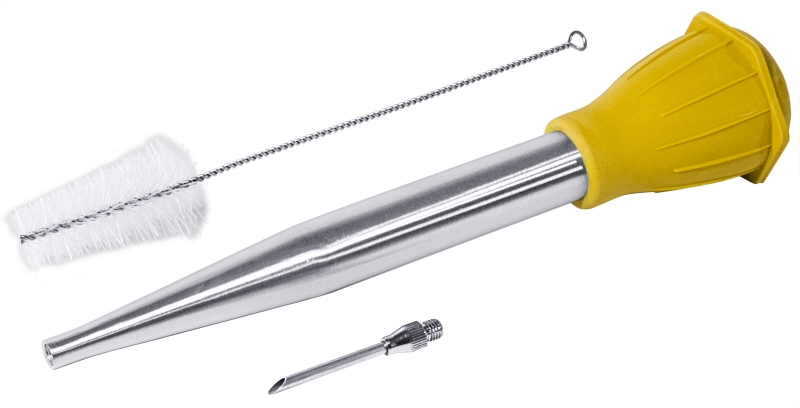 Bratensaftspritze mit Bürste, Edelstahl, D: 2,3 cm, L: 32 cm, I: 0,05 ltr.