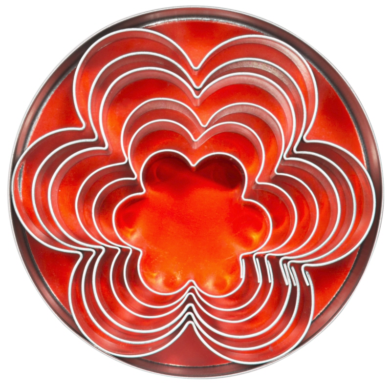 Ausstechformen Blüte, 6 Stück, Weißblech, D: 40 - 95 mm, H: 30 mm