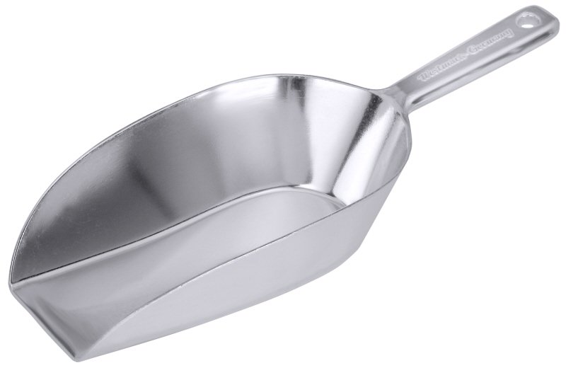 Abwiegeschaufel, I: 0,4 ltr., 18 x 10,5 cm, L: 31 cm, Aluminium