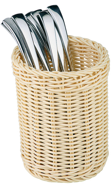 Besteckkorb ECONOMIC, D: 12 cm, H: 15 cm, Polypropylen, hellbeige, geflochten