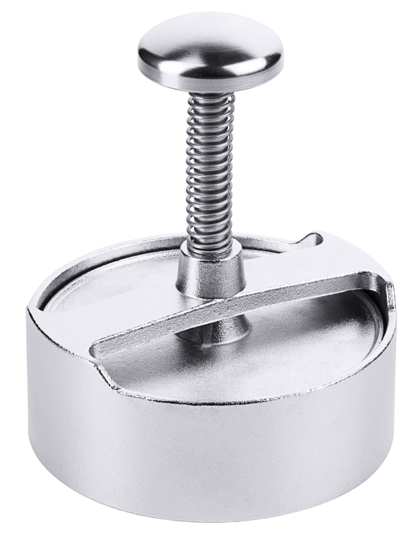 Hackfleischpresse, Edelstahlguss, für 250g Hackfleisch, D: 12,5 cm, H: 16 cm
