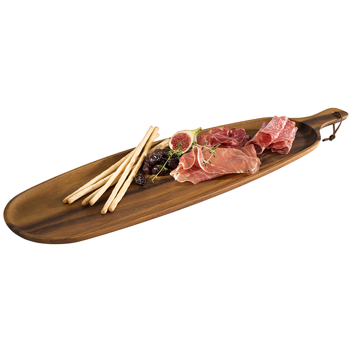 Servierbrett, 51,5 x 18 cm, H: 1,5 cm, Akazienholz, Griff: 8,5 cm