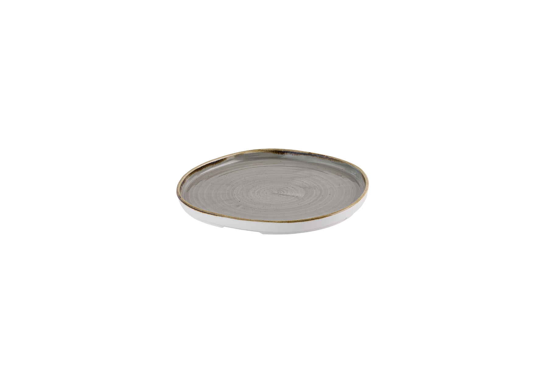 Churchill, Stonecast : Peppercorn Grey - Teller flach organisch m. erhöhten Rand, 25,5 x 2 cm