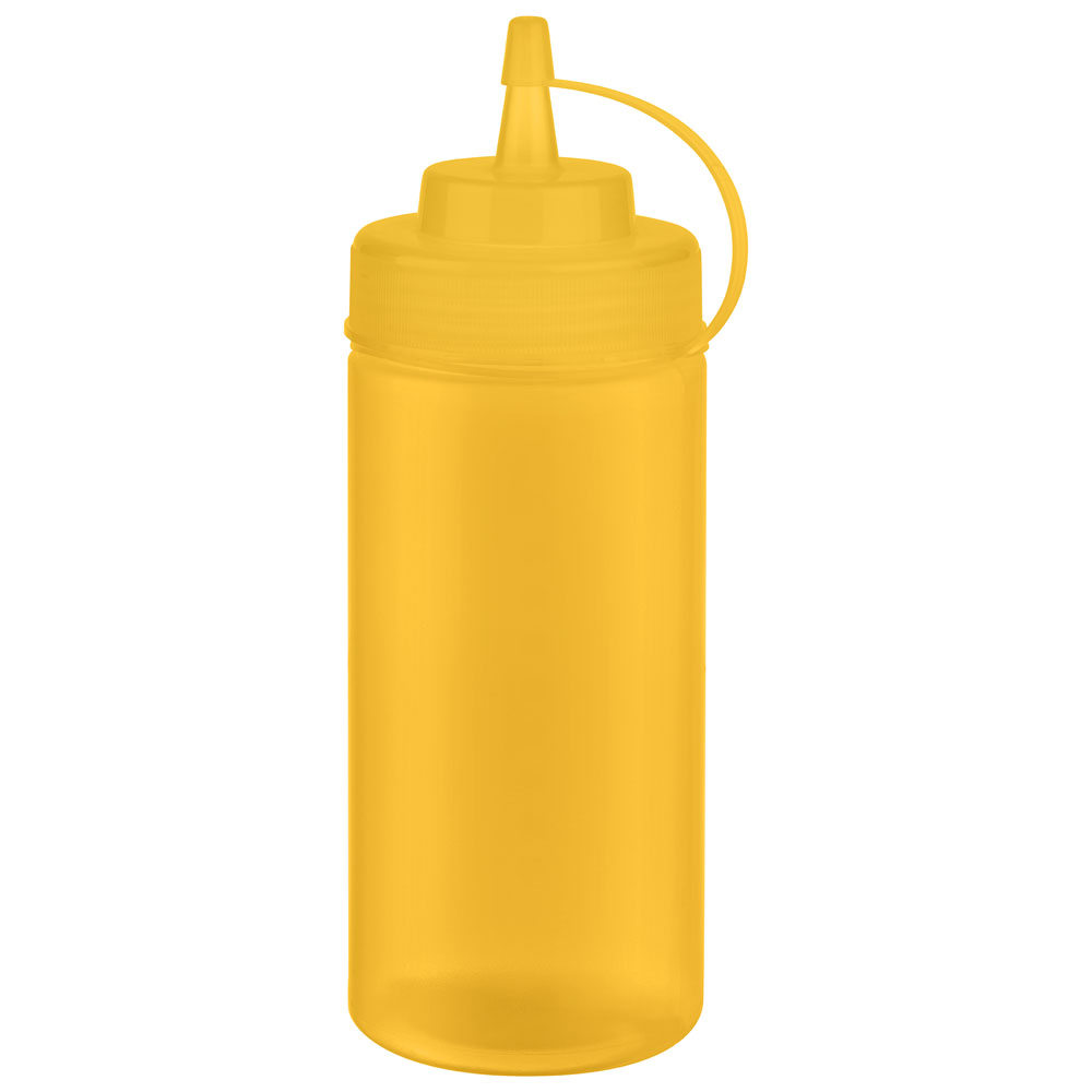Quetschflasche, 6er Set, mit Schraubdeckel, D: 7 cm, H: 20 cm, 490 ml, Polyethylen, Fb. gelb