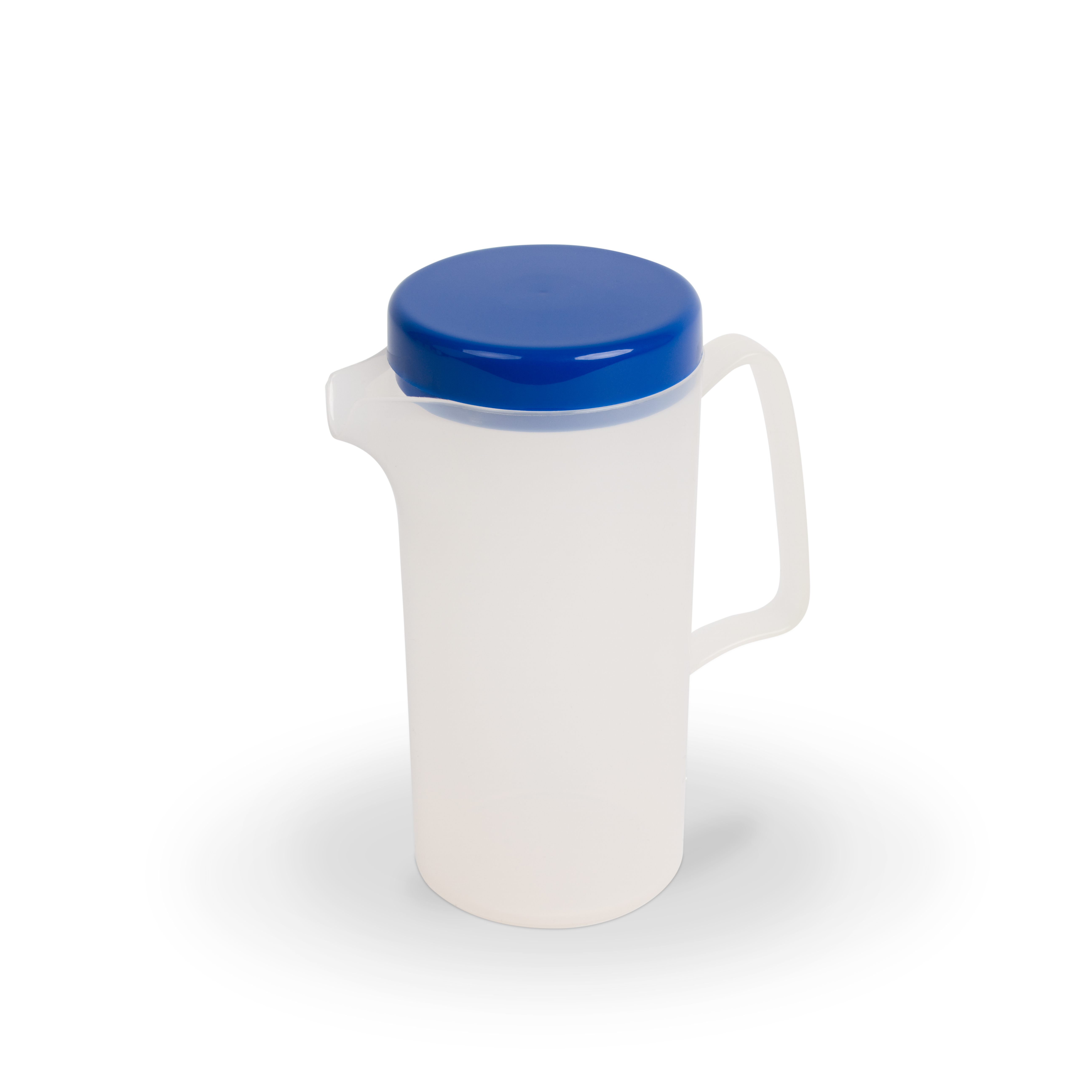 Kanne PP transluzent m. blauem Deckel, D x H: 8 x 18 cm/ 0,6 ltr.