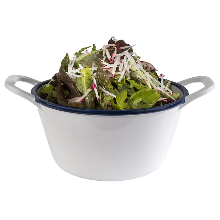 Schale ENAMEL LOOK, 21,5 x 16,5 cm, H: 9,5 cm, Melamin, weiß, blauer Rand, 1 Liter