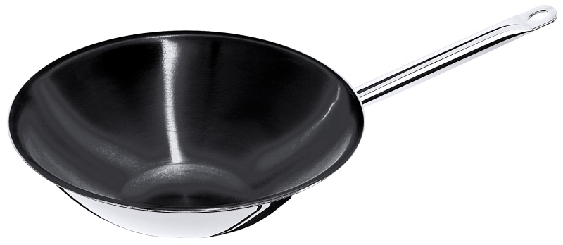Antifhaft- Wok Edelstahl, flacher Boden, D: 36 cm, H: 9 cm, I: 5 ltr.